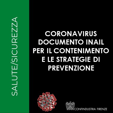 Coronavirus – Documento INAIL per il contenimento e le strategie di prevenzione