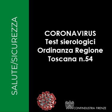 Coronavirus – Test sierologici: Ordinanza regionale n.54