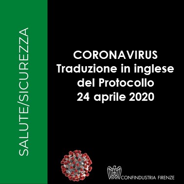 Coronavirus – Traduzione in inglese del Protocollo 24 aprile