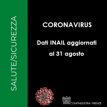 Coronavirus – Dati INAIL aggiornati al 31 agosto 2020