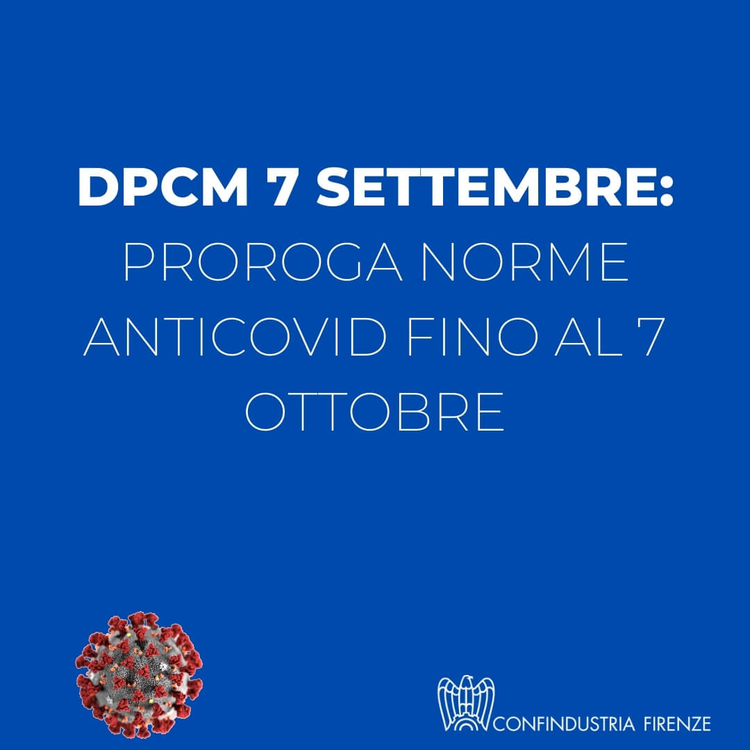 DPCM 7 settembre: proroga norme anticovid fino al 7 ottobre