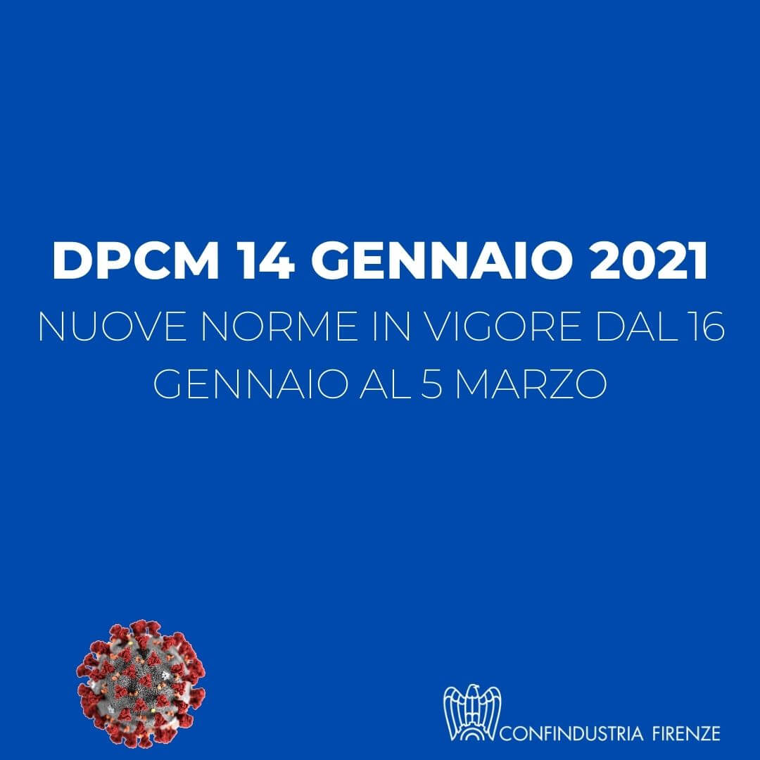 DPCM 14 gennaio 2021: nuove norme in vigore dal 16 gennaio al 5 marzo